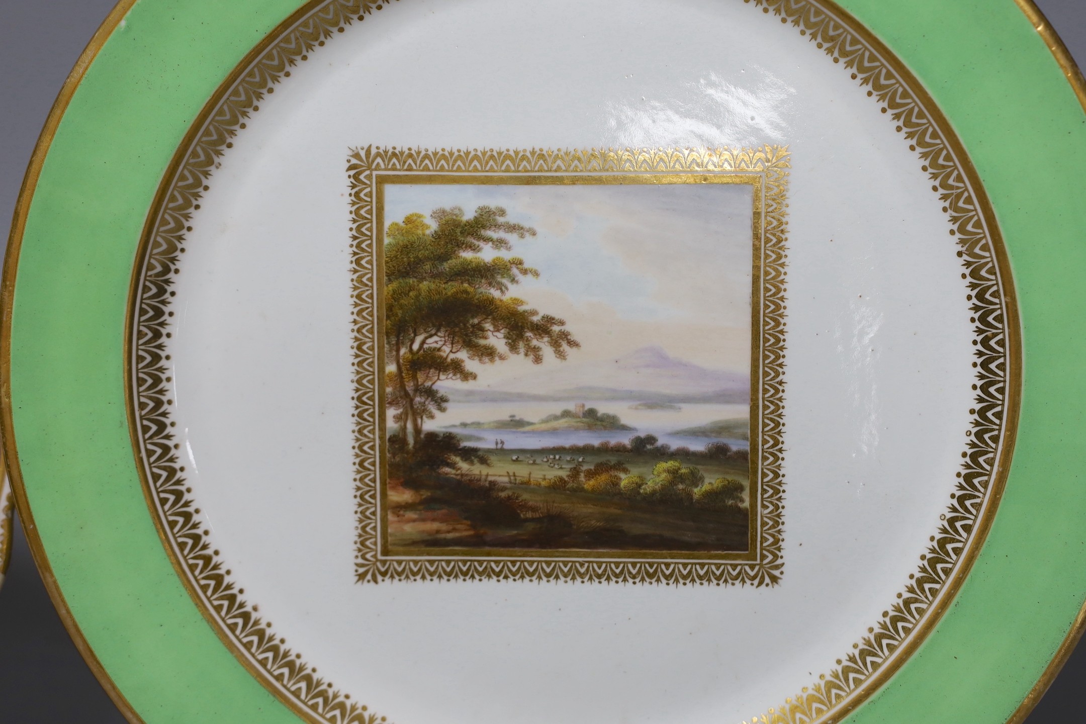 Two Derby dessert plates, late 18th century, attributed to Zachariah Boreman and ‘Jockey’ Hill, 21.8cm diameter